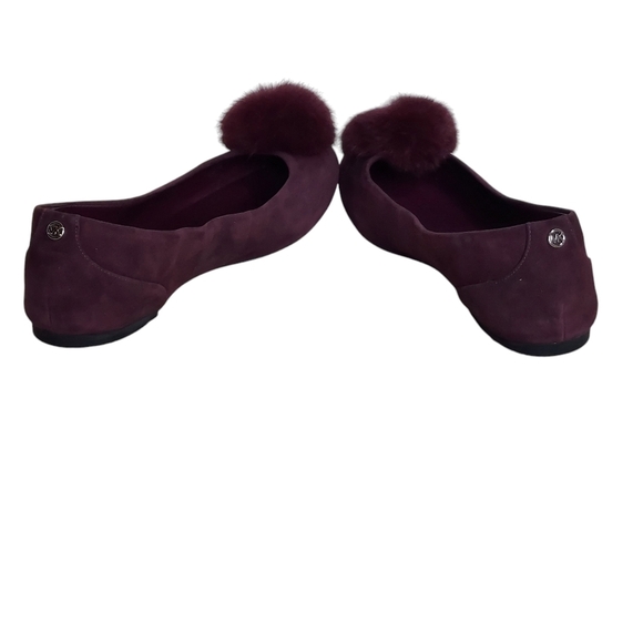 Michael Kors Remi Deep Purple Suede Pompom Flats - Picture 8 of 14